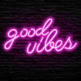 Blue Good Vibes Neon Sign – Christmas Stocking Stuffer for Teens and Young Adults, Dorm Room Neon Light