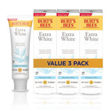 Burt's Bees Extra White Toothpaste – ADA-Accepted Fluoride Paste Without Harsh Chemicals for Peace of Mind, 4.7 oz Pack of 3
