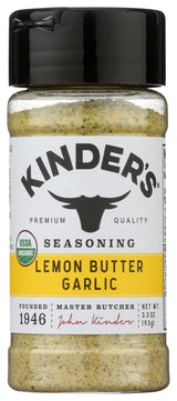 KINDERS Organic Lemon Butter Garlic Seasoning – Patio Cooking Spice for Smoked Chicken, Fish, and Vegetables, 3.3 oz