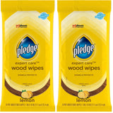 Pledge Expert Care Enhancing Wood Wipes – Lemon Scent Furniture Touch-Up for Bedroom Wood Nightstands and Dressers