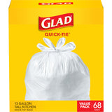 Glad Tall Kitchen Garbage Bags 13 Gal – Fragrance-Free Quick-Tie Liners for Sensitive, Wellness-Focused Homes