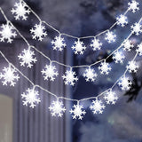 LuminGlow LED Snowflake Fairy Lights – Portable Camping and Picnic Lighting, IP44 Battery String for Outdoors