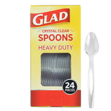 Glad Clear Plastic Spoons for Cozy Hosting Nights, Aesthetically Clear Disposable Cutlery for Curated Tables, 24 Count