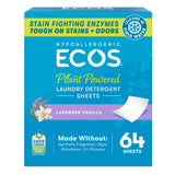 ECOS Hypoallergenic Laundry Sheets – Pediatrician-Friendly Detergent for Cloth Diapers and Onesies, 64 Count