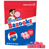 Bazooka Sugar-Free Gum Cubes – Afternoon Work Focus Chew Without the Sugar Crash, Bulk 100-Count Pouch for Mindful Snacking