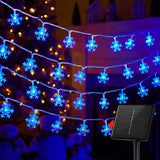 Brightown Solar Snowflake Lights 39 ft 100 LED – Dusk to Dawn Outdoor String Lights for Patio, Porch Railing and Pergola