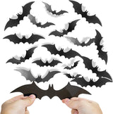 Elegantly Halloween Premium PVC Bat Wall Decals – Chic Moody Aesthetic for Dining Room and Home Bar, Indoor Outdoor Halloween Decoration 152 Pack