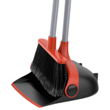 MR.SIGA Broom and Dustpan Set with Adjustable Long Handle, Upright Sweeper for Porch, Deck, and Outdoor Entryways, Gray