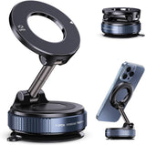 Vacuum Magnetic Suction Phone Holder – Foldable Magnetic Phone Stand for Focus and Hands-Free Streaming, Black