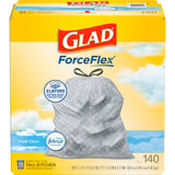Glad ForceFlex 13 Gal Trash Bags with Drawstring – Heavy-Duty Pet and Kid Friendly Odor Control, Tall Kitchen Size, 140 Count
