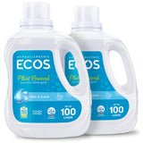 ECOS Plant-Powered Laundry Detergent – Toxin-Free Formula for Septic-Safe and Greywater-Friendly Homes, Pack of 2