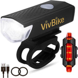 VivBike Minimal Bike Light Combo – 2.6-Inch USB Headlight and Tail Light for a Streamlined Look