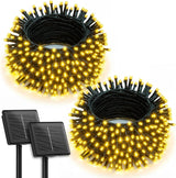 Brightown 2 Pack Solar Fairy Lights Outdoor 72ft Each 400 LED Total 144ft, Dusk to Dawn Auto On Off for Patio Fence Balcony and Outdoor Dining Setup