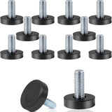 QWORK Threaded Furniture Leveling Feet 12 Pcs, Designer-Approved Black Levelers for Coffee Tables and Bookcases, Polished Home Look
