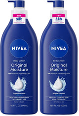 NIVEA Original Moisture Body Lotion with Vitamin E – Simple One-Hand Pump Design for Clutter-Free Bathrooms, 16.9 Fl Oz