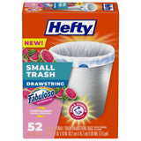 Hefty Small Trash Bags, Fabuloso Watermelon Scent – Personal Care Sanctuary Odor Control for Bathroom Cans, 4 Gallon, 52 Count