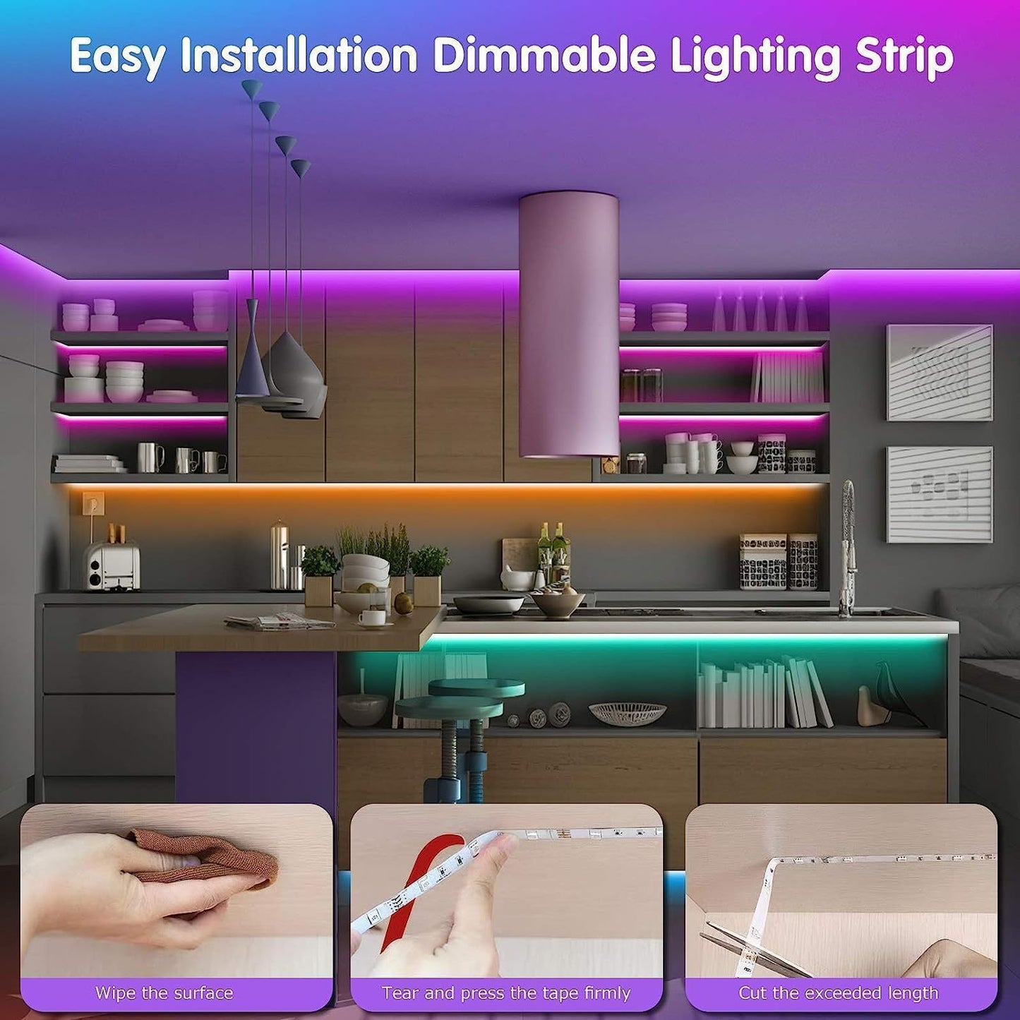 Tenmiro Music Sync LED Strip Lights for Meditation and Yoga Space, Calming RGB Lighting for Mindful Evening Rituals