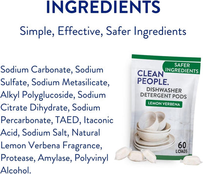 The Clean People Dishwasher Pods – Practical Mother's Day Gift for Wellness-Minded Moms, Fragrance Free
