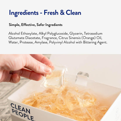 The Clean People Laundry Detergent Pods - Recyclable Packaging Detergent for Clutter-Free Laundry Rooms, Fresh Scent 32 Pack