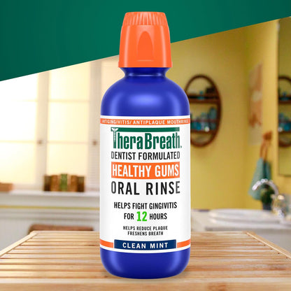 TheraBreath Healthy Gums Oral Rinse – Clean-Ingredient Rinse for an Intentional Daily Routine, Clean Mint
