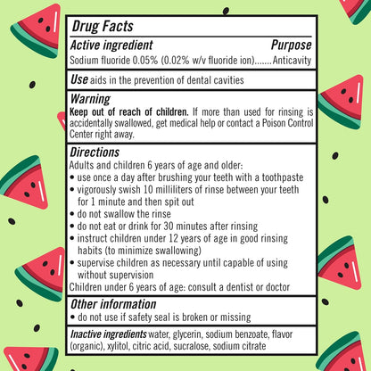 TheraBreath Kids Anticavity Mouthwash, Free from Parabens, Gluten and Artificial Dyes – Organic Watermelon Rinse for a Clean Personal Care Routine