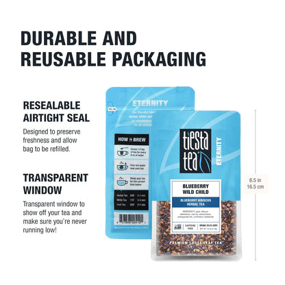 Tiesta Tea Blueberry Wild Child Loose Leaf – Calming Caffeine-Free Hibiscus Blend for Stress Relief and Sleep-Friendly Evening Ritual, 25 Servings