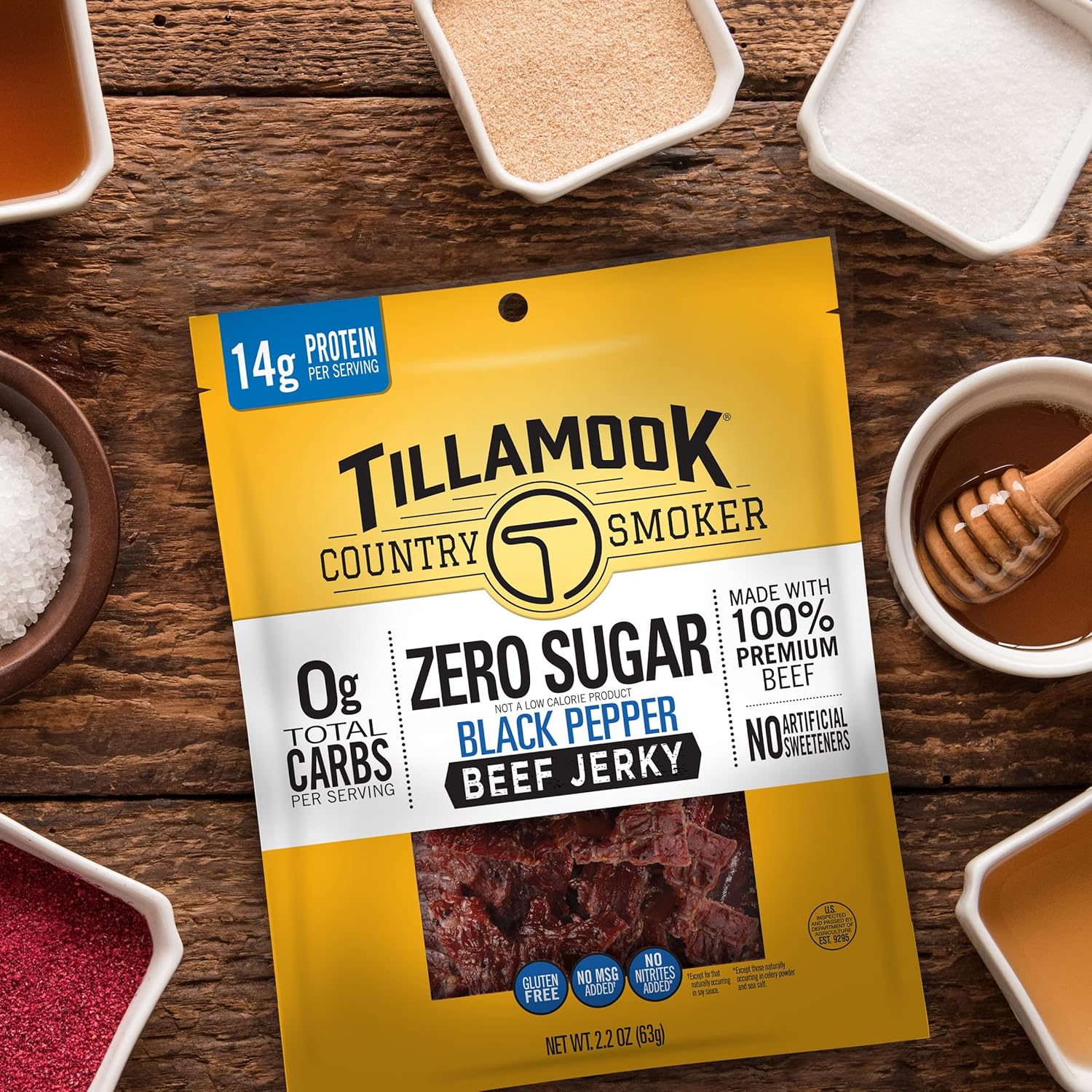 Tillamook Country Smoker High Protein Beef Jerky, Black Pepper, 6.5 Ounce — Stocking Stuffer and Care Package for Gym-Goers