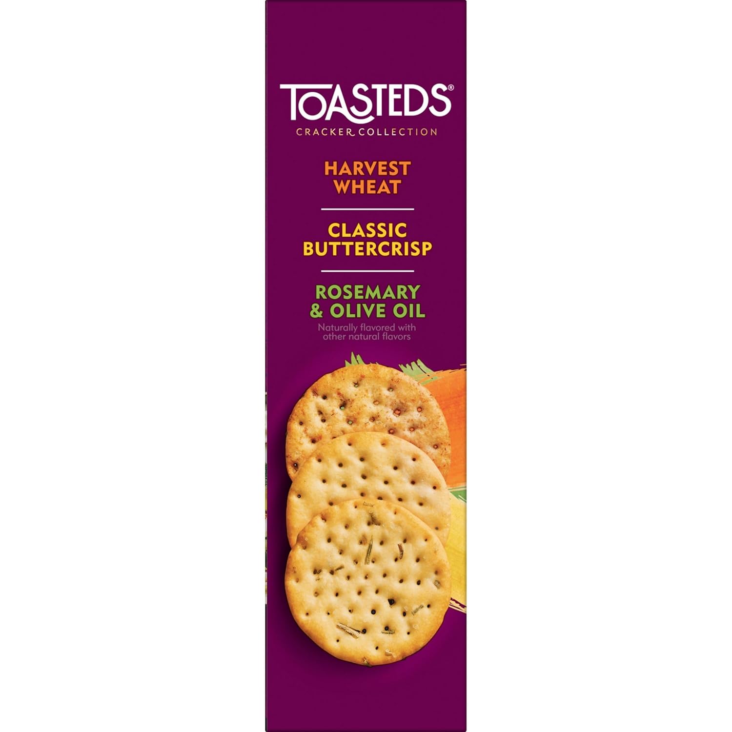 Toasteds Crackers Three-Flavor Box – Travel and Road Trip Snack Pack for the Whole Car, 12oz