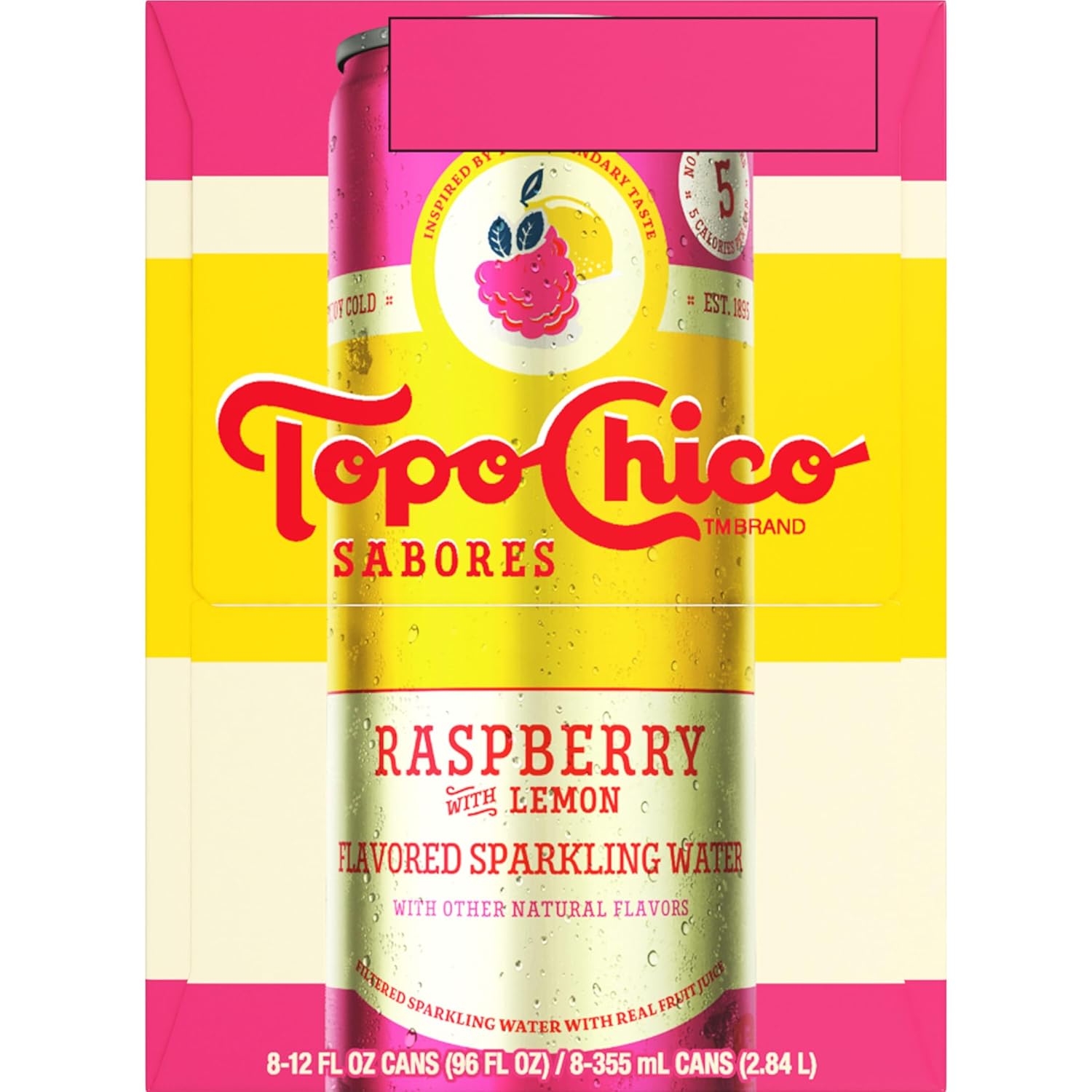 Topo Chico Sabores Raspberry with Lemon – Effervescent Refreshment for Outdoor Dining, BBQs, and Poolside Lounging, 12oz 8pk