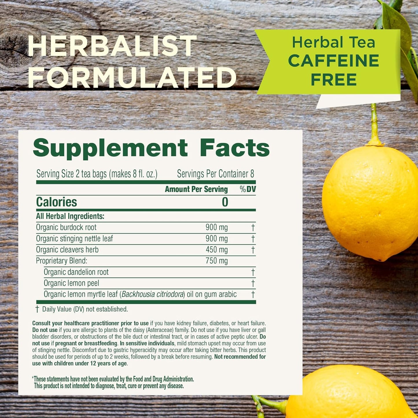 Traditional Medicinals Caffeine-Free Detox Lemon Tea – Housewarming Present for the Wellness-Minded Friend, 16 Bags