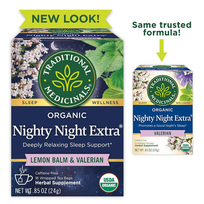 Traditional Medicinals Nighty Night Extra – Holiday Gift for Insomnia-Prone Friends and Family, 16 Bags