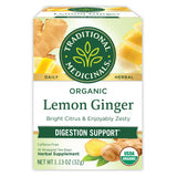 Traditional Medicinals Organic Lemon Ginger Tea – Evening Wind-Down Digestive Herbal Tea for Nightly Self-Care Rituals