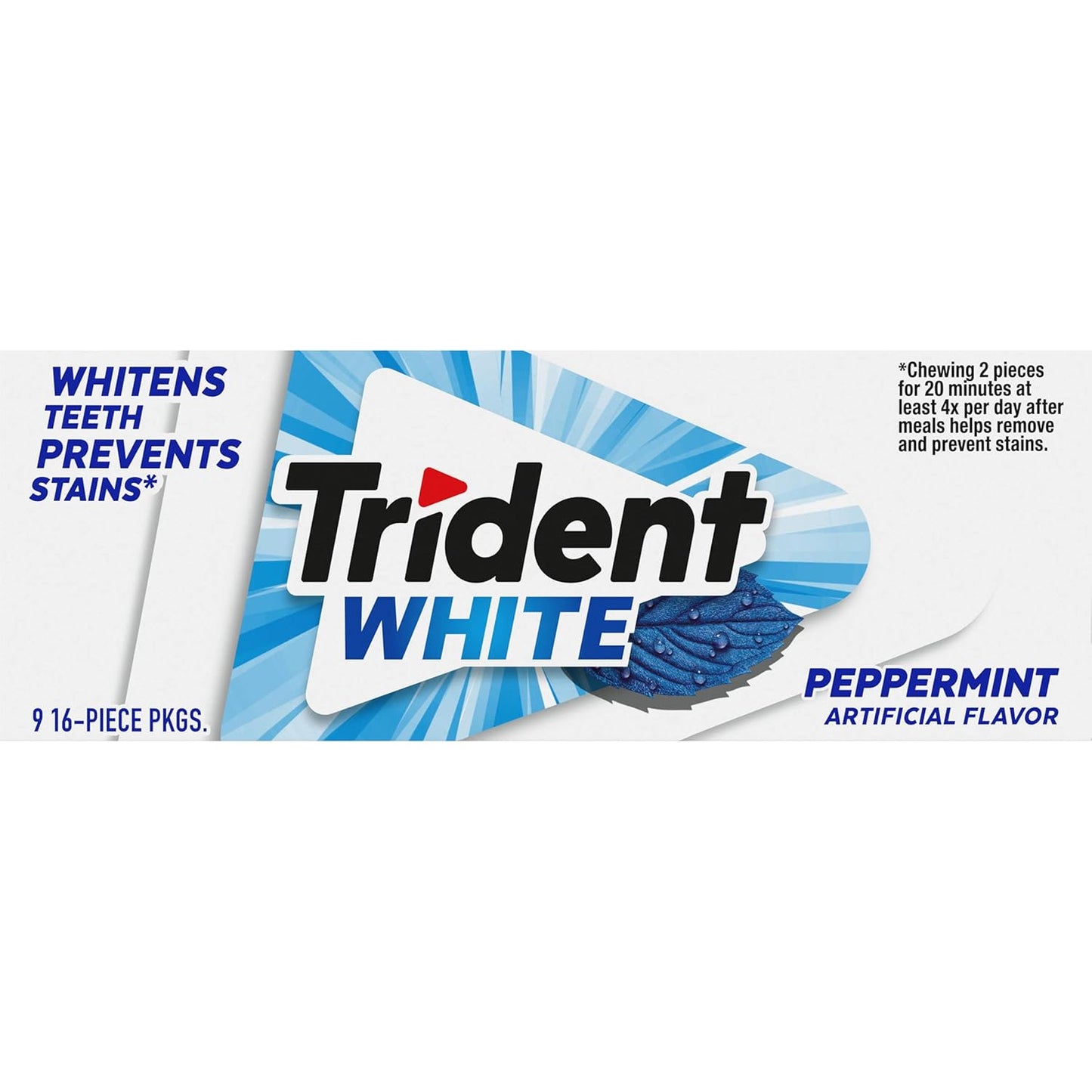 Trident White Sugar-Free Gum – Office and Car Cupholder Pick-Me-Up for Steady-Day Focus, Peppermint Spearmint Wintergreen
