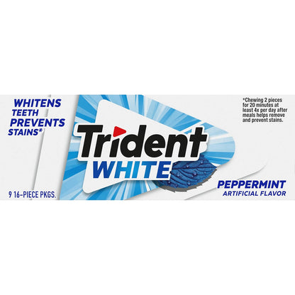 Trident White Sugar-Free Gum – Office and Car Cupholder Pick-Me-Up for Steady-Day Focus, Peppermint Spearmint Wintergreen
