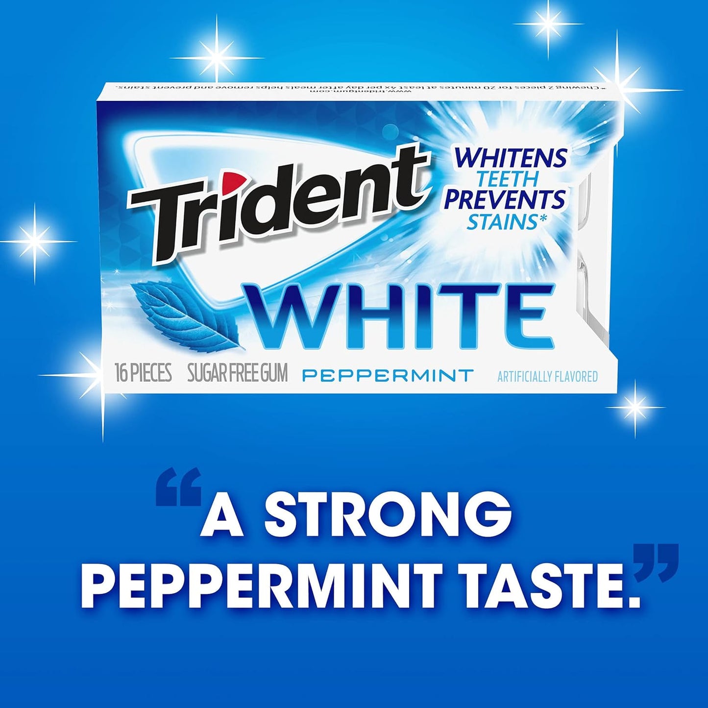 Trident White Sugar-Free Gum – Office and Car Cupholder Pick-Me-Up for Steady-Day Focus, Peppermint Spearmint Wintergreen