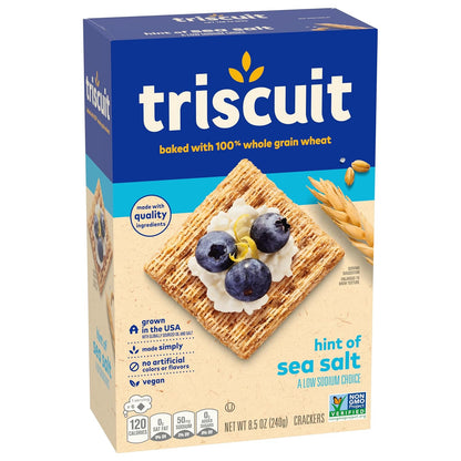 Triscuit Hint of Sea Salt Whole Grain Crackers – Quick Whole Wheat Bite for Between-Meeting Office Fuel