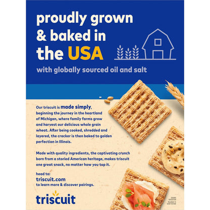 Triscuit Original Whole Grain Crackers – No-Filler Snack for Clutter-Free Snack Drawers