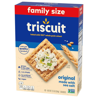 Triscuit Original Whole Grain Wheat Crackers – Non-GMO Heart-Healthy Crackers for Dining Table and Pantry, 12.5 oz