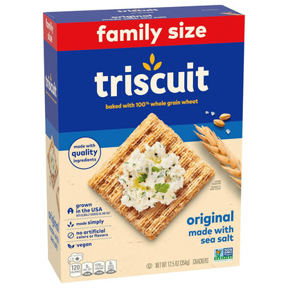 Triscuit Original Whole Grain Wheat Crackers – Non-GMO Heart-Healthy Crackers for Dining Table and Pantry, 12.5 oz