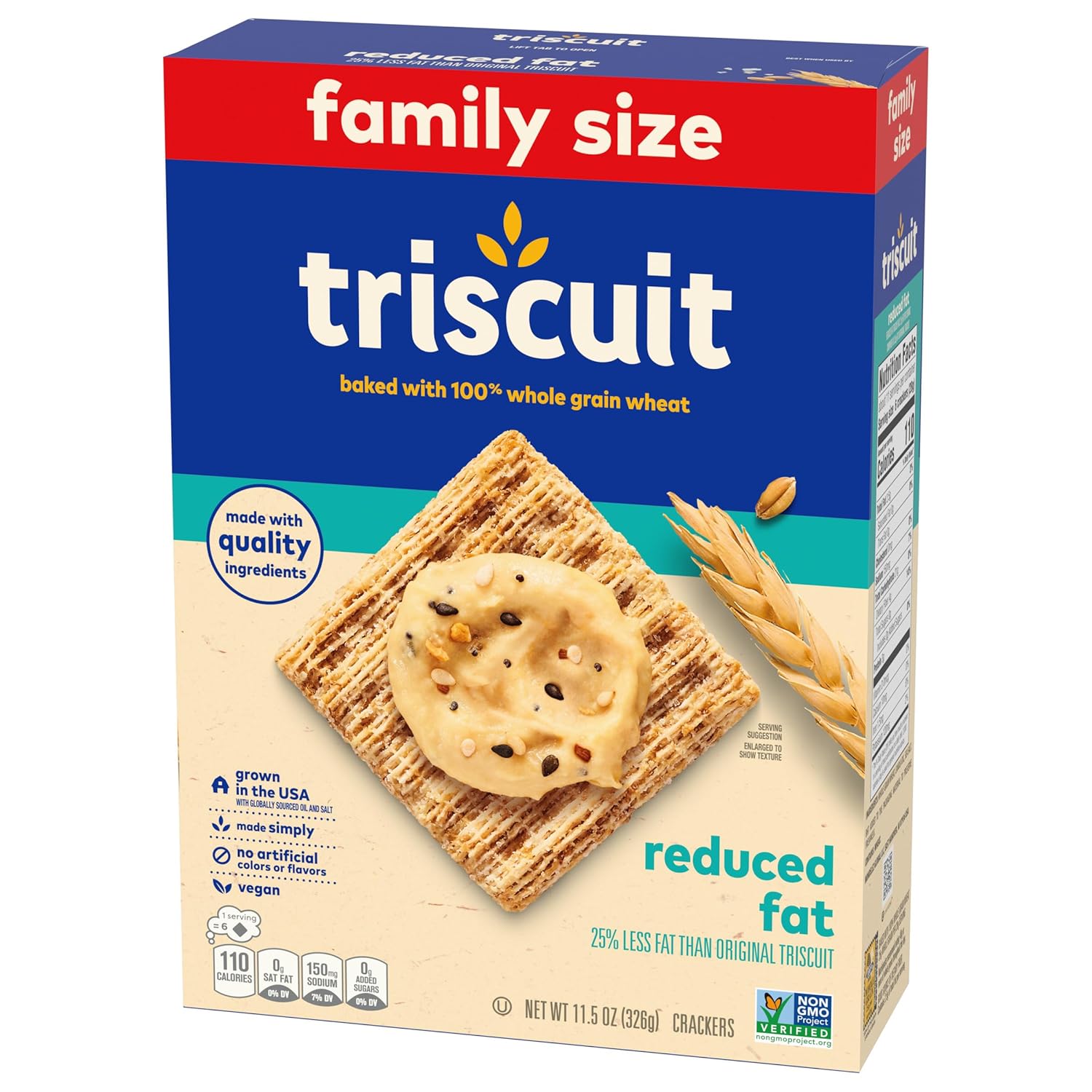 Triscuit Reduced Fat Vegan Crackers – Car Cup Holder Snack for Road Trips with Kids