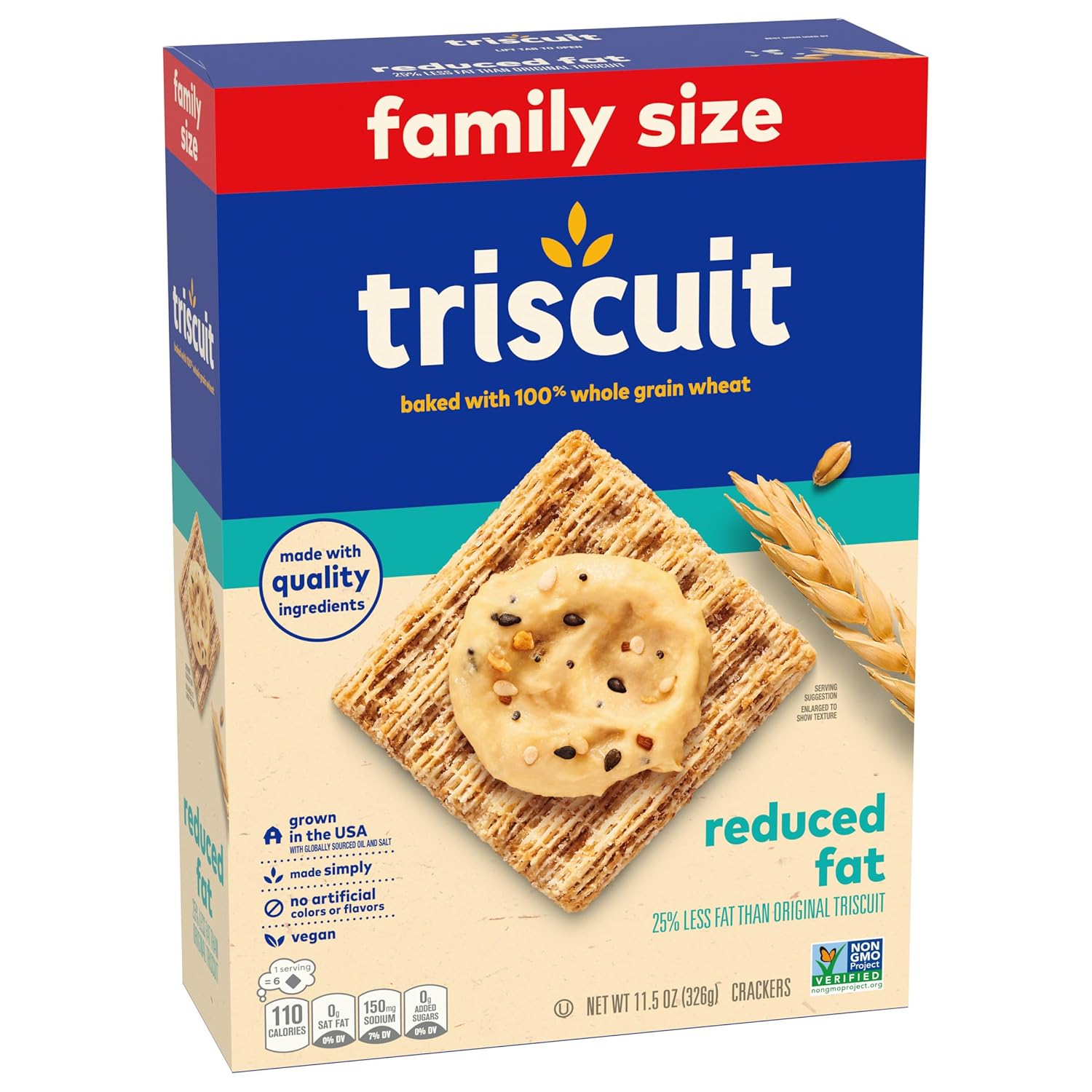 Triscuit Reduced Fat Vegan Crackers – Car Cup Holder Snack for Road Trips with Kids