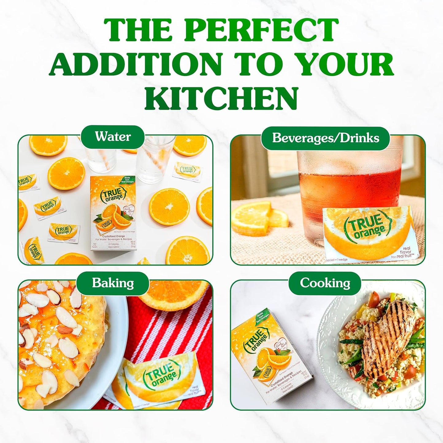 TRUE ORANGE Water Enhancer – Pre-Portioned Citrus Packets for Workday Hydration at the Desk