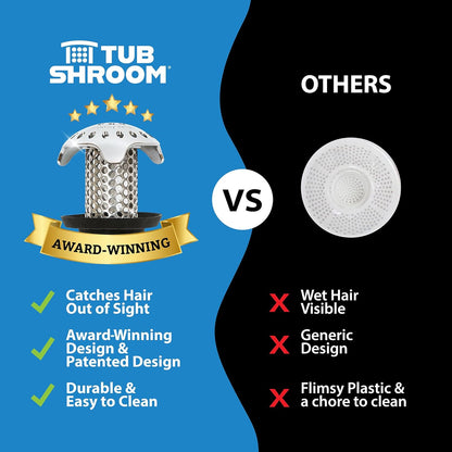 TubShroom Ultra Stainless Steel – Relaxing Bath Time Drain Protector with StopShroom Plug