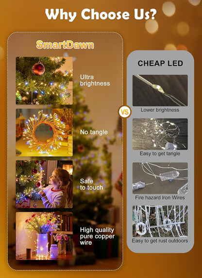 Twinkle Lights Battery Operated – Smoke Free Twinkle Garland Safe Around Pets, Pillows, and Bedding