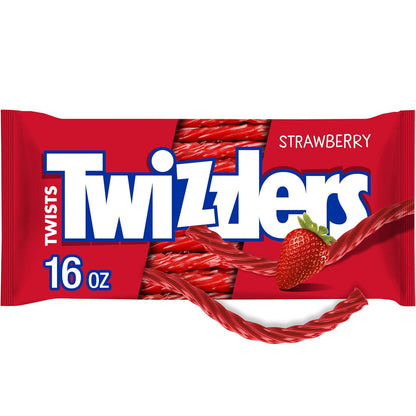 TWIZZLERS Twists Strawberry Chewy Candy – Bridal and Baby Shower Dessert Table Gift, 16 oz Bag