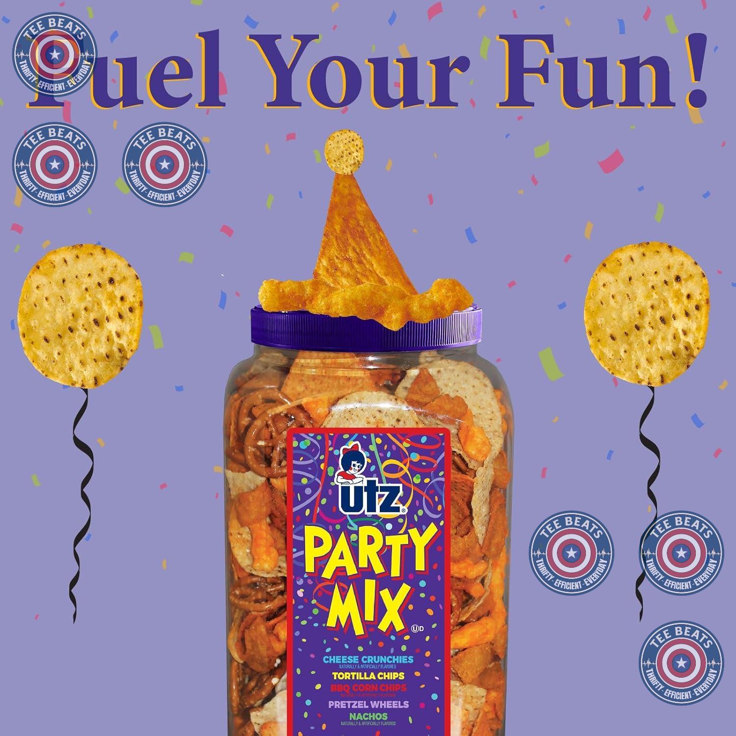 Utz Bulk Party Mix Container - Effortless Snack for Minimalist Entertaining and Uncomplicated Family Nights