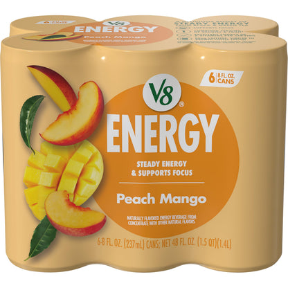 V8 +Energy Fruit and Vegetable Energy Drink – Calorie-Conscious Wellbeing Companion, Gluten Free and Non-GMO, 8 fl oz Can 6 Pack