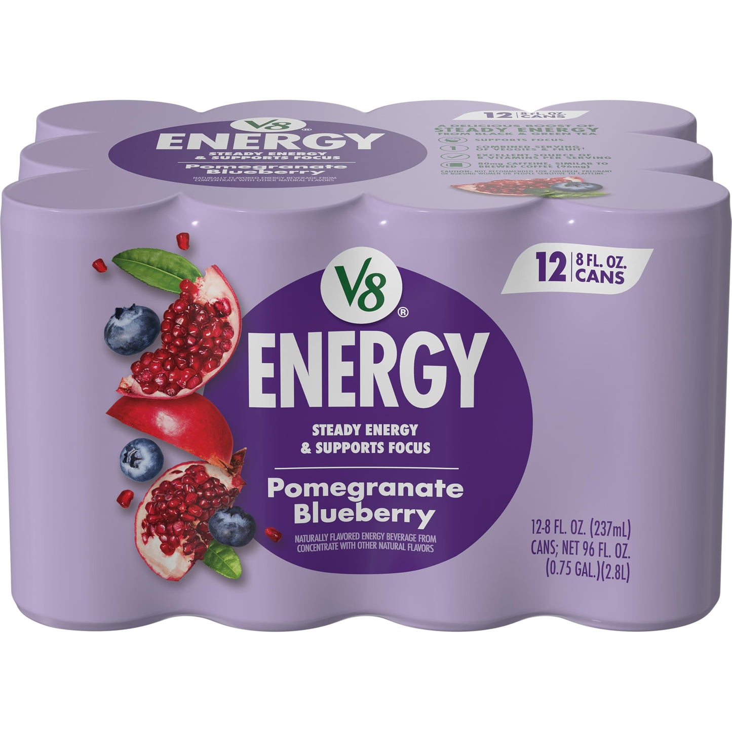 V8 +Energy Sparkling Juice 4-Pack – Durable Canned Energy for Picnics Patio and Open Air Use
