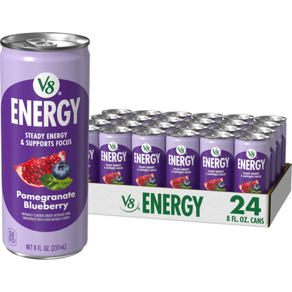 V8 +Energy Sparkling Juice 4-Pack – Durable Canned Energy for Picnics Patio and Open Air Use