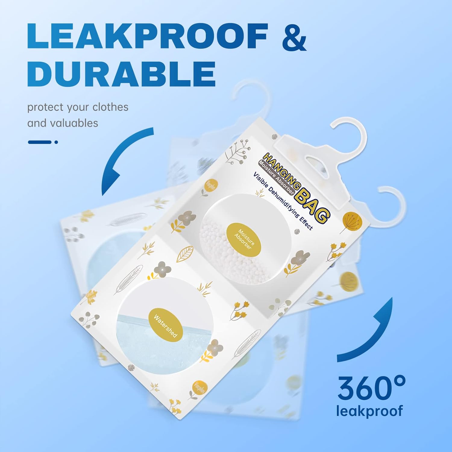Vacplus Closet Dehumidifier Bags – Restful Sleep Support for Allergy-Prone Bedrooms, Fragrance Free 10 Pack